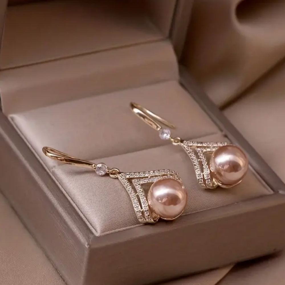 Champagne colored pearl earrings